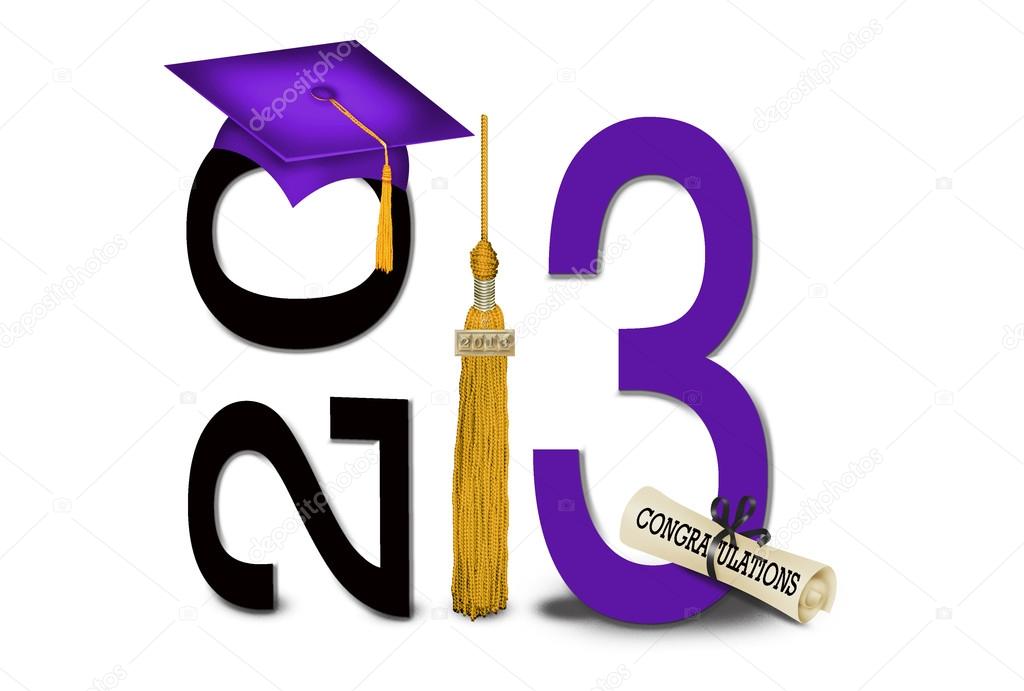 Gold tassel with purple graduation cap