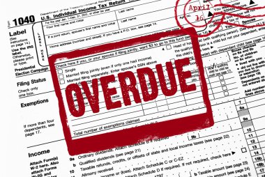 overdue stamp on income tax form clipart