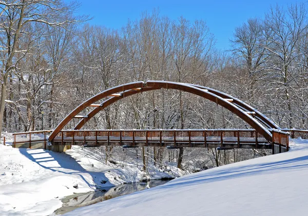 Wooden bridge in winter — Stock Photo, Image