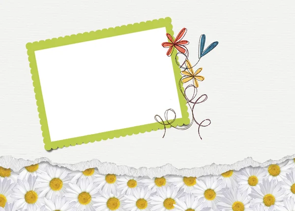 Daisy border with frame — Stock Photo, Image