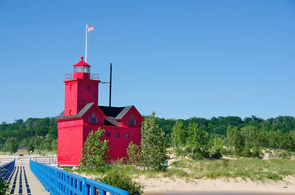 Großer roter michigan-leuchtturm — Stockfoto