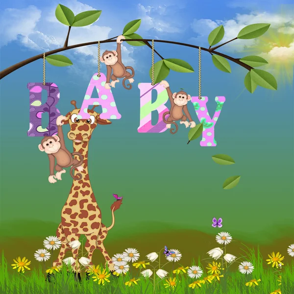 Animais da selva para bebê menina — Fotografia de Stock