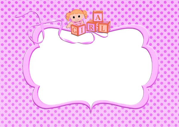 Pink polka dot baby girl frame — Stock Photo, Image
