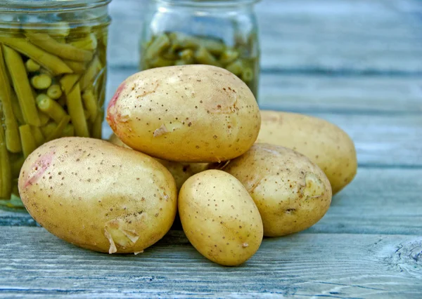 Canned green beans and potatoes