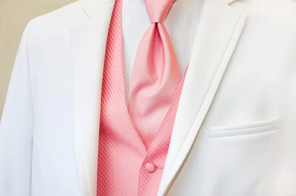 White tuxedo with pink tie — Stock Photo, Image