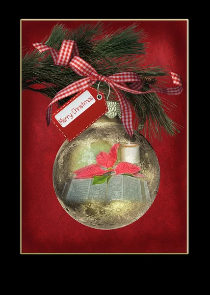 Christmas ornament with tag — Stock Photo, Image