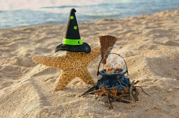 Cadılar Bayramı denizyıldızı sahilde — Stok fotoğraf