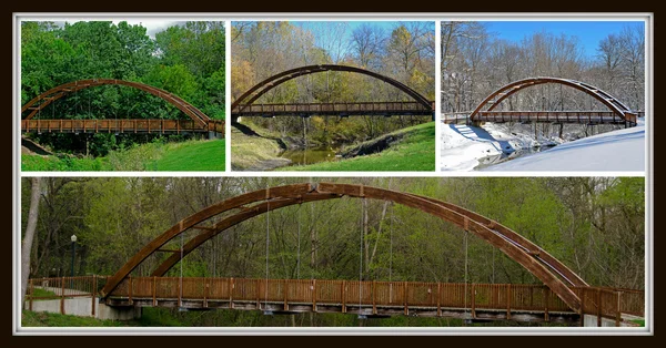 Old wooden bridge collage — Stock Photo, Image