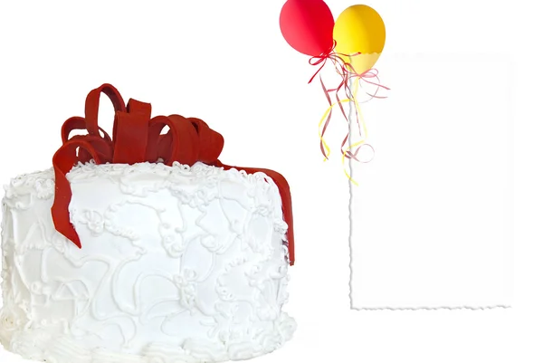 Witte cake met fondant boog — Stockfoto