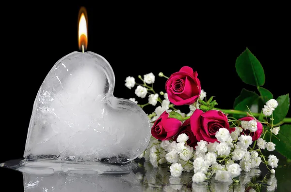 Icy heart with flame — Stock Photo, Image