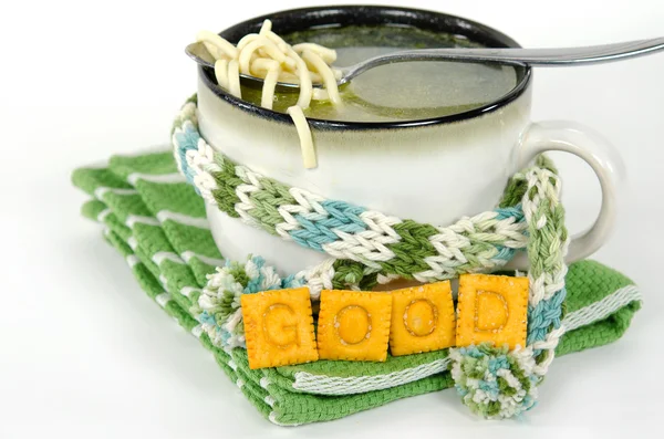 Suppenschale mit Schal — Stockfoto