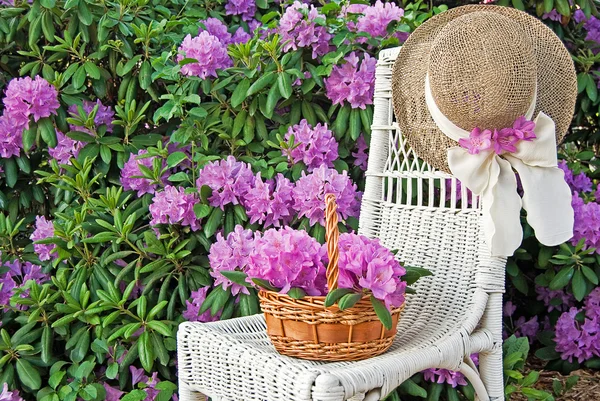 Sombrero de verano con azaleas — Foto de Stock