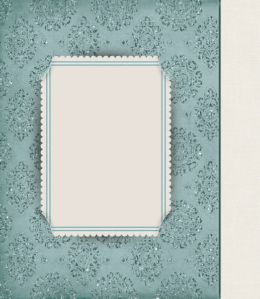 Corner slit frame on damask — Stock Photo, Image