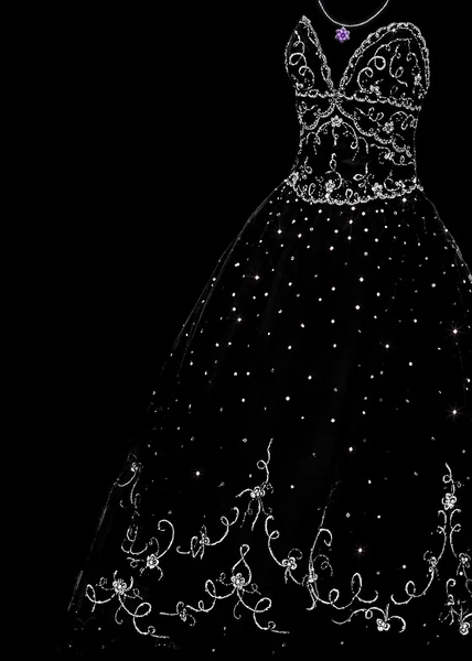 Sparkling gown sketch on black — Stock Photo, Image