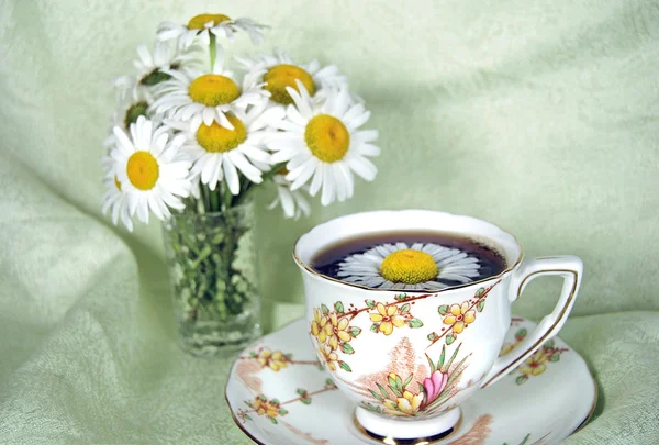 Gänseblümchen in Vintage-Teetasse — Stockfoto