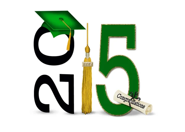 Green and gold 2015 graduation — Stock Photo, Image