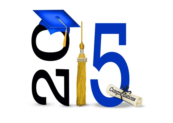 2015 年の青い卒業の帽子 — ストック写真