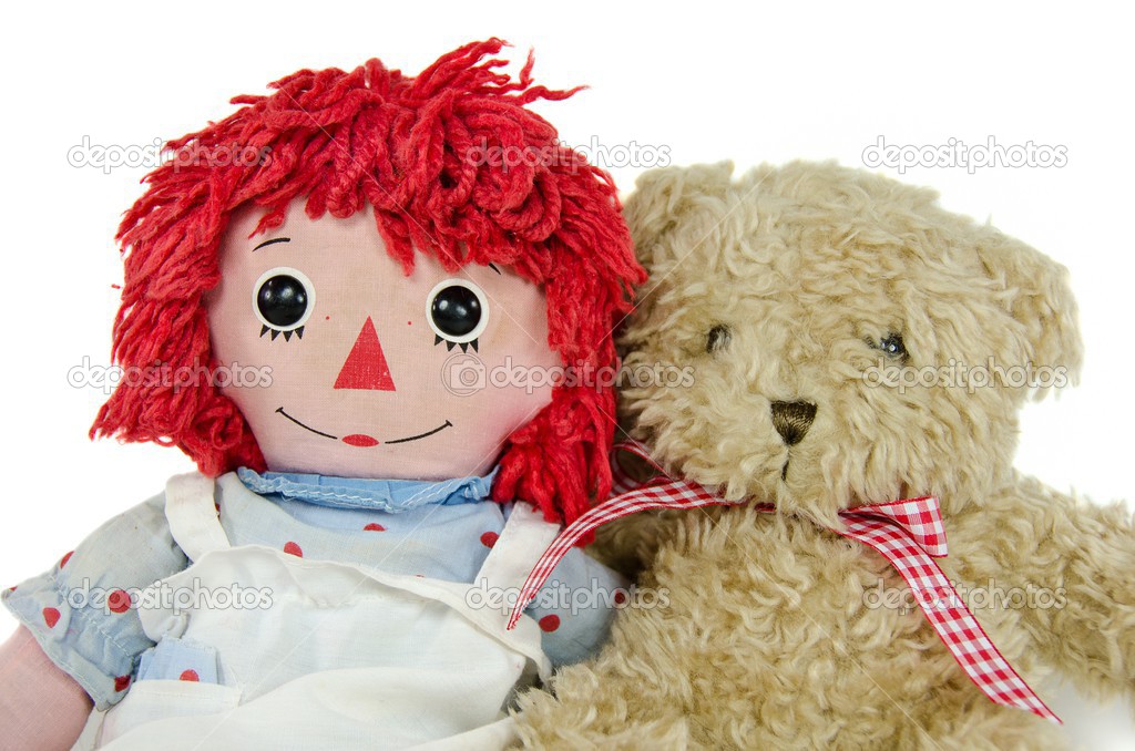 Rag doll with teddy bear