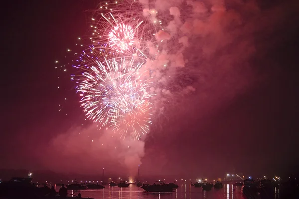 Feuerwerk über dem See — Stockfoto