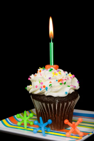 Birthday cupcake with jacks — Stockfoto