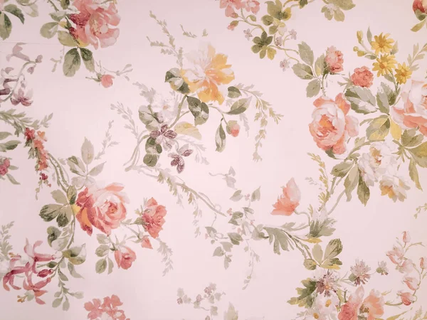 Pink Floral Pattern Old Fashioned Wallpaper — 스톡 사진