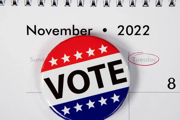 Flag Vote Pin November 2022 Calendar Date Mid Term Election — Stock fotografie