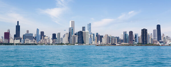 Chicago city summertime skyline by the lake