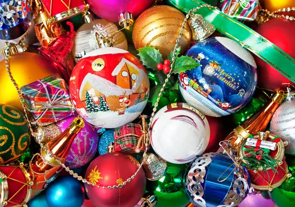 Colorful christmas bauble decorations — Stock Photo, Image