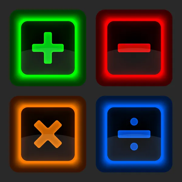 Цветная веб-кнопка с математическими символами . — стоковый вектор