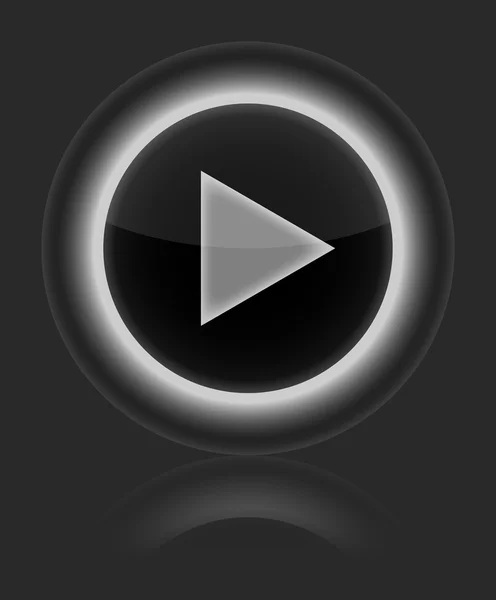 Jouez gris brillant rond bouton vecteur web — Image vectorielle