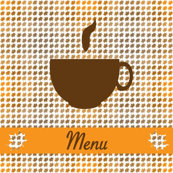 Tarjeta de otoño para menú de restaurante, con taza de té — Vector de stock
