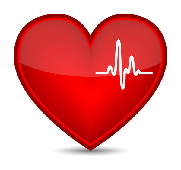 Кардиограмма в форме красного сердца — стоковый вектор