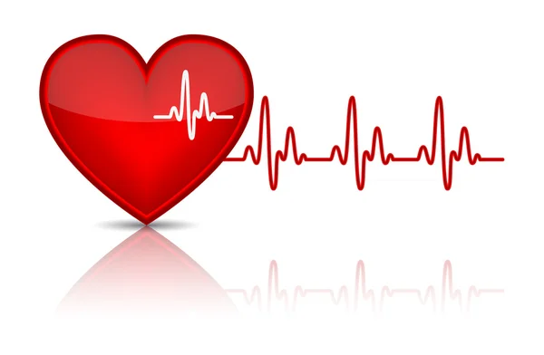 Ilustración del corazón con latidos cardíacos, electrocardiograma , — Vector de stock