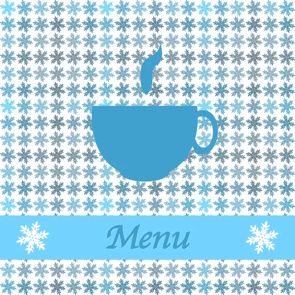 Weihnachtskarte für Restaurantmenü, mit Teetasse — Stockvektor