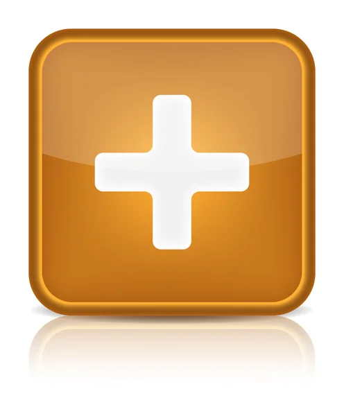 Botão web laranja brilhante com sinal de adição . — Vetor de Stock
