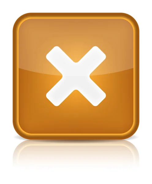 Pulsante web lucido arancione con segno di cancellazione . — Vettoriale Stock