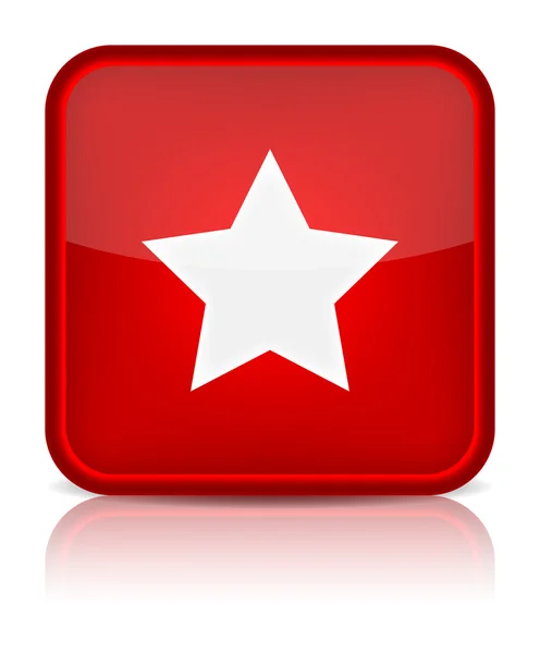Roter Hochglanz-Webbutton mit Sternzeichen. — Stockvektor
