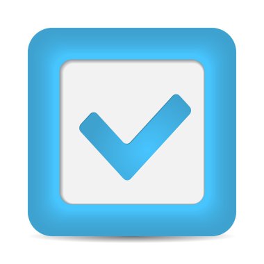 onay işareti işareti mavi parlak web düğmesi.