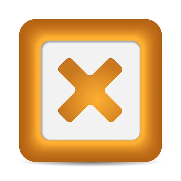 Bouton web brillant orange avec signe de suppression — Image vectorielle