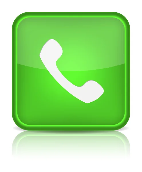 Phone icon on green button — Stock Vector