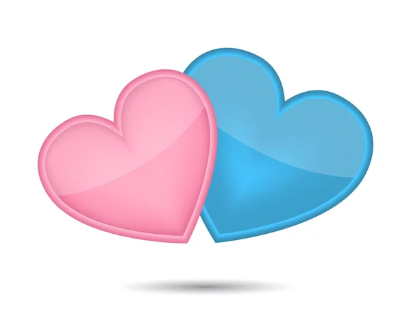 Sevgililer günü gelen iki kalp — Stok Vektör