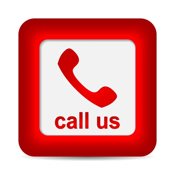 Rufen Sie uns an. Telefon-Symbol auf rotem Knopf. Vektor — Stockvektor