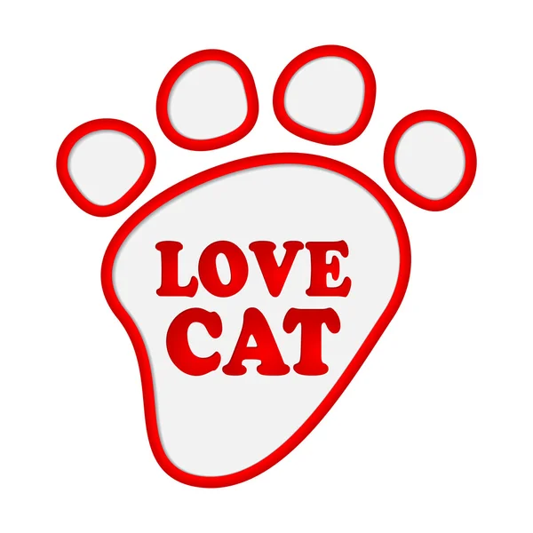 Paw print adesivos com texto amor gato . —  Vetores de Stock