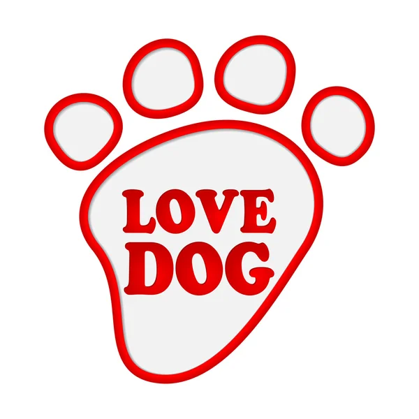 Adesivi stampa zampa con testo love dog . — Vettoriale Stock