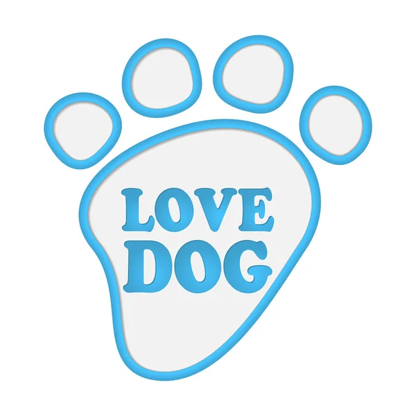 Adesivi stampa zampa con testo love dog . — Vettoriale Stock