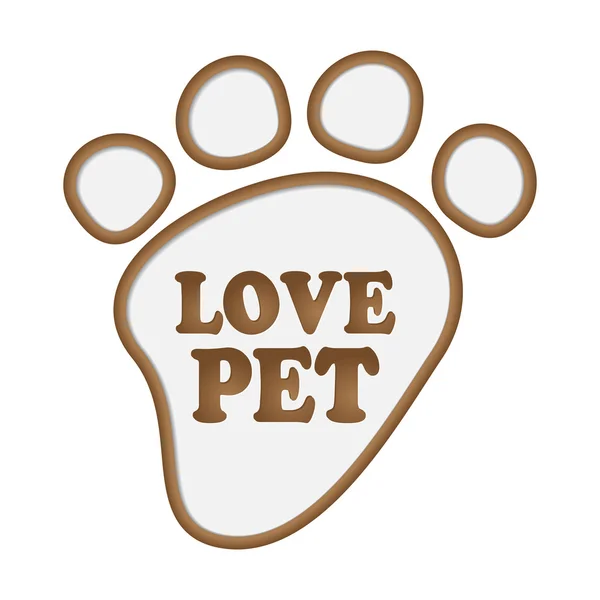 Paw print adesivos com animal de estimação amor texto . —  Vetores de Stock