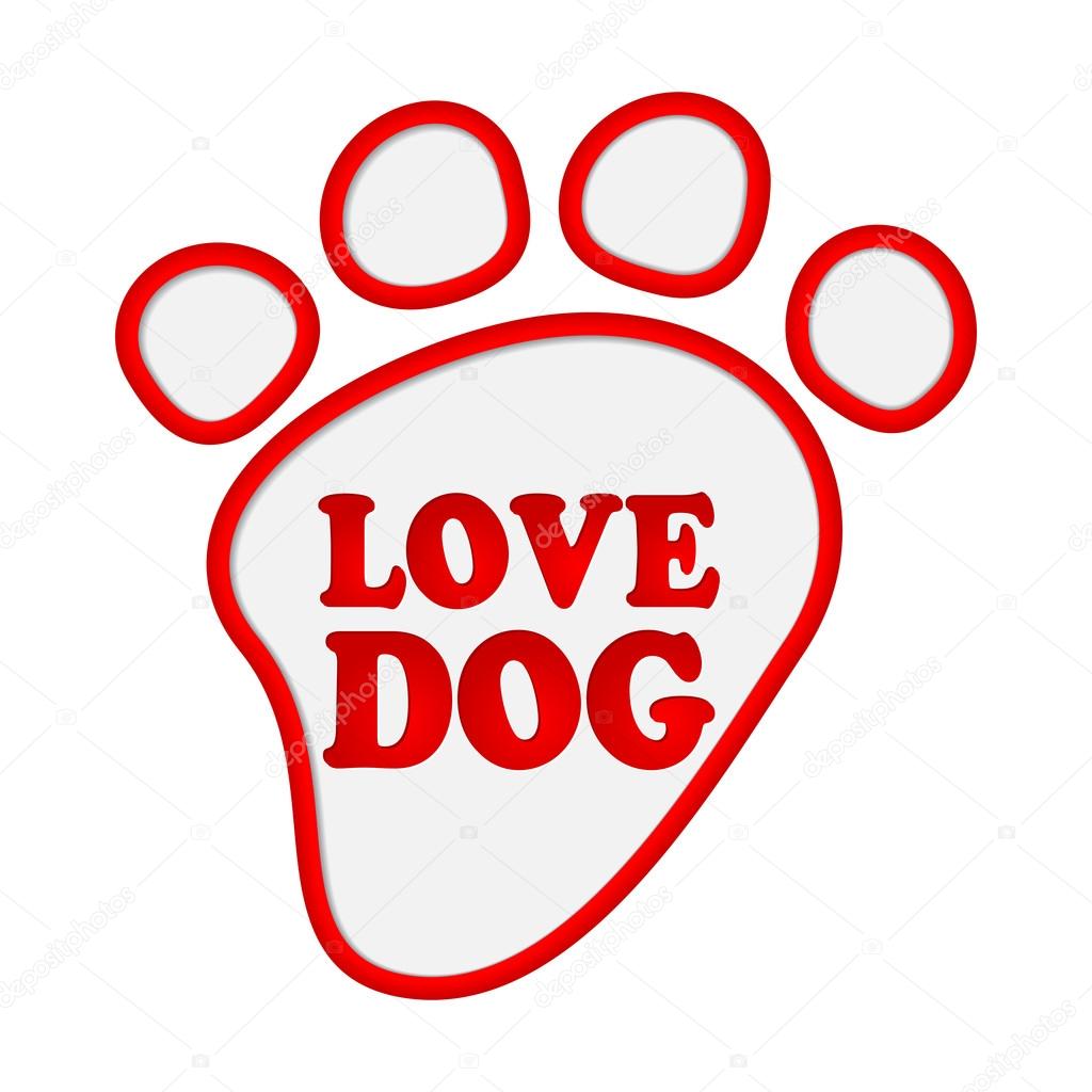 Paw print stickers with text love dog.