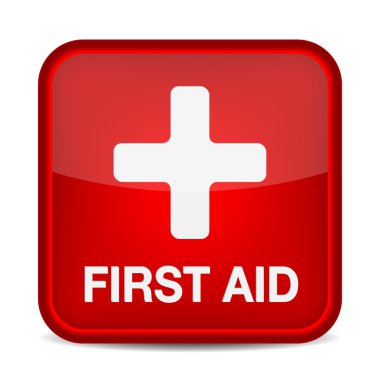 First aid medical button sign isolated on white. clipart