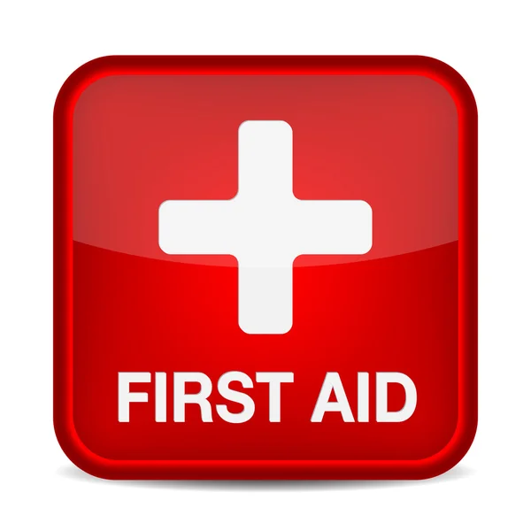 First aid medical button sign isolated on white. — Stock Vector