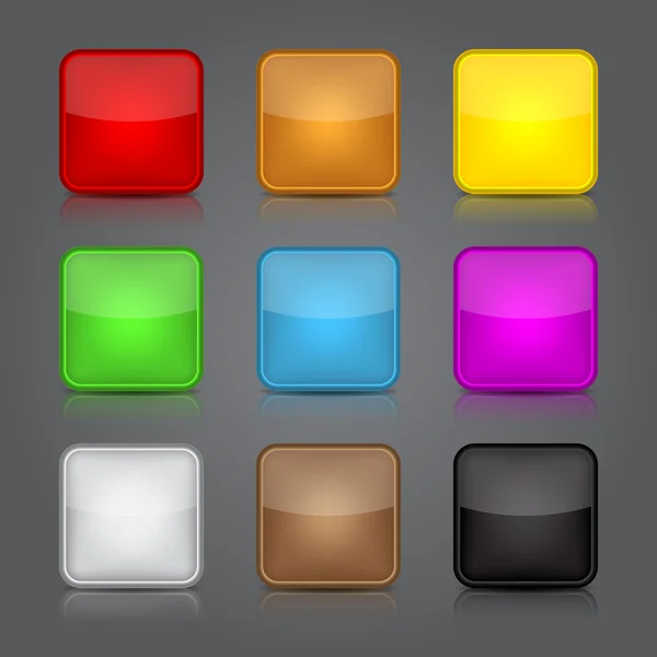Conjunto de fondo de iconos de aplicación. Iconos de botón web brillante . — Vector de stock